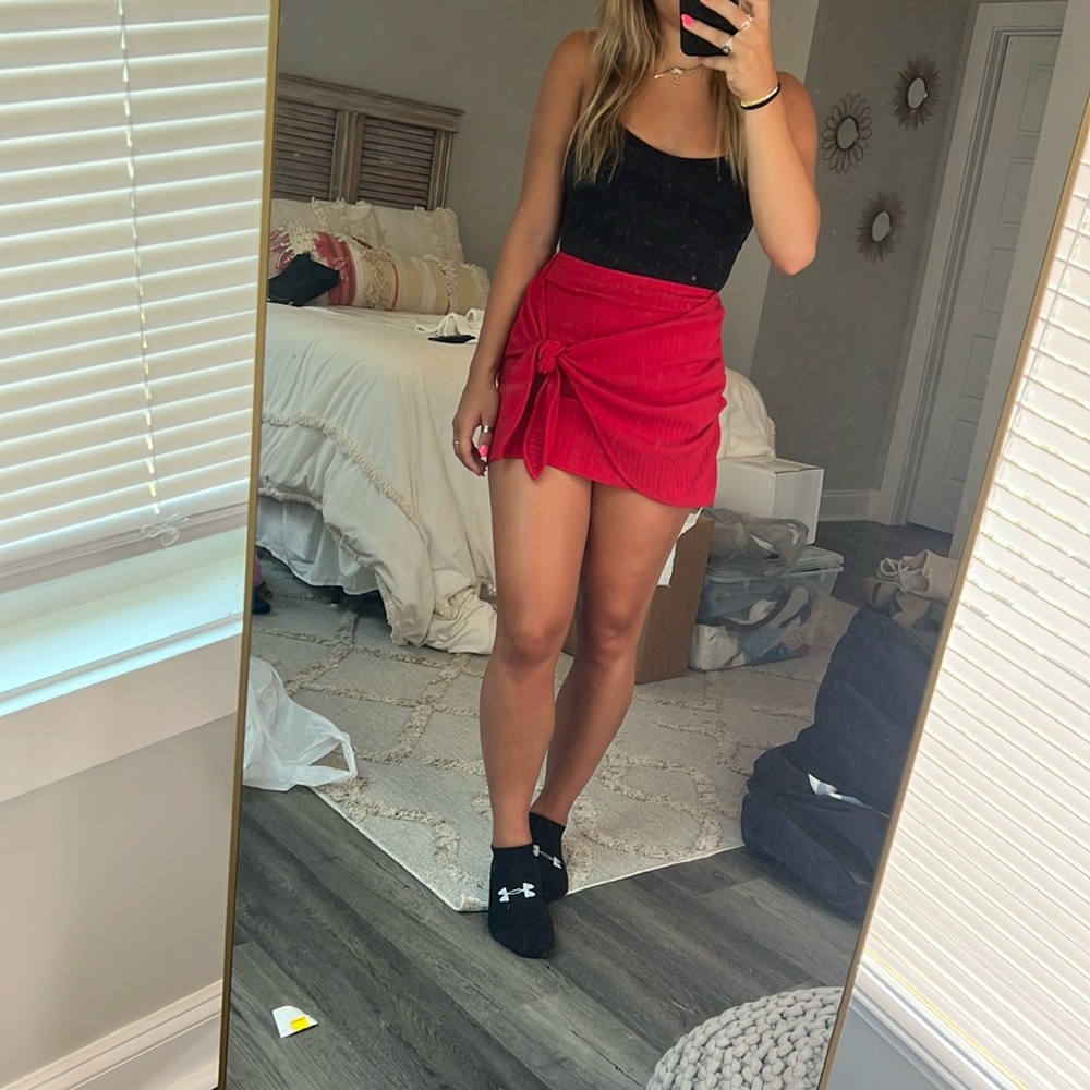Lover and Friends Red Tie Skirt